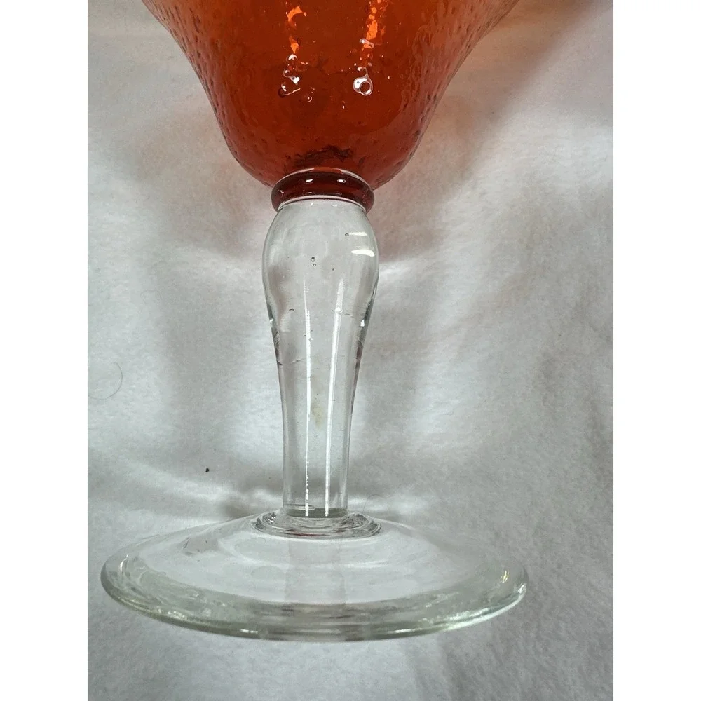 Orange Margarita Glasses Martini Cocktail Seeded Hand Blown 6.5